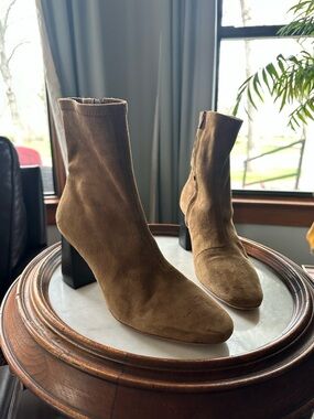 Loeffler Randall Tan Suede Sock Ankle Boots